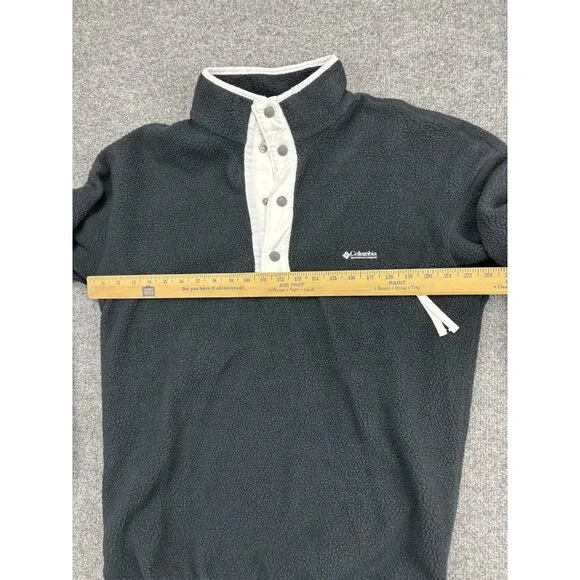 Columbia Fleece Pullover Mens Medium Gray Snap Front Mock Neck Pocket Warm - Picture 5 of 7